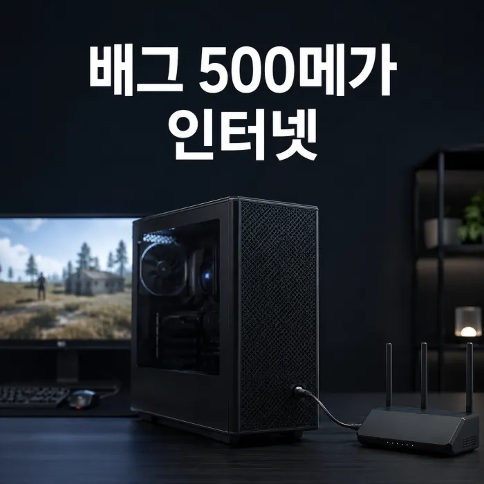 게임용 PC와 공유기가 있는 배틀그라운드 500메가 인터넷 환경