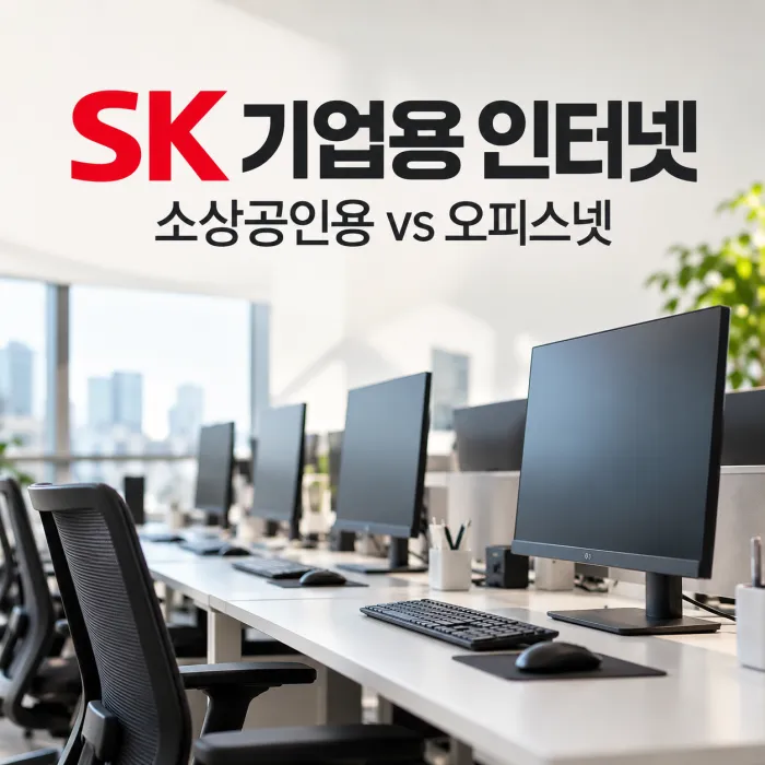 SK 기업용 인터넷 가입 시 PC 10대 규모 사무실의 소상공인용 인터넷과 오피스넷을 비교하는 업무 환경