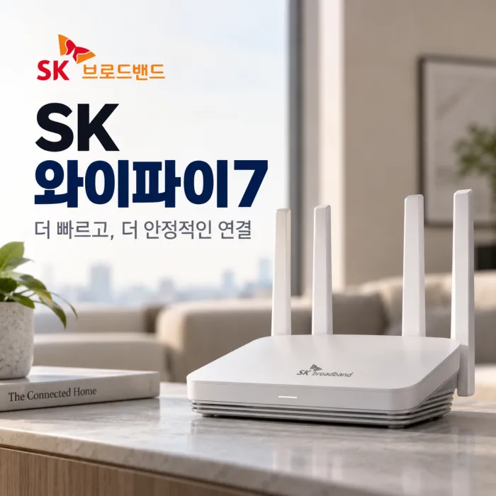 SK 와이파이7 공유기 설치 전 인터넷 속도와 Wi-Fi 7 연결 환경을 확인하는 모습