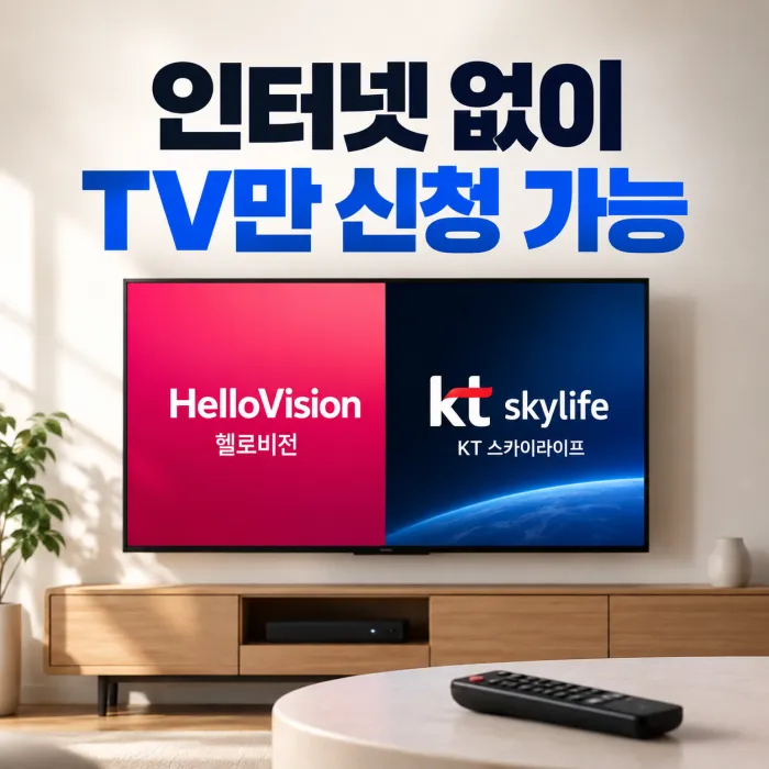 인터넷 가입 없이 TV만 신청 가능한 헬로비전·KT 스카이라이프 TV 단독 가입 비교 이미지