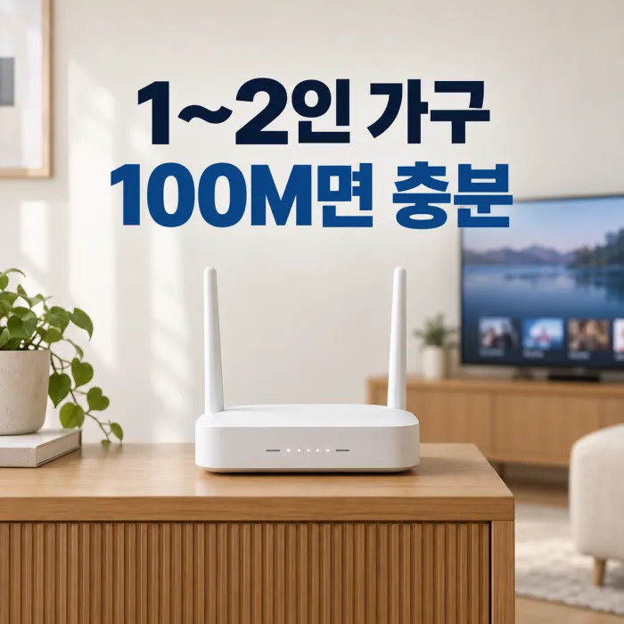 1~2인 가구 인터넷 속도와 100M 500M 선택 기준을 비교하는 신혼집 이미지