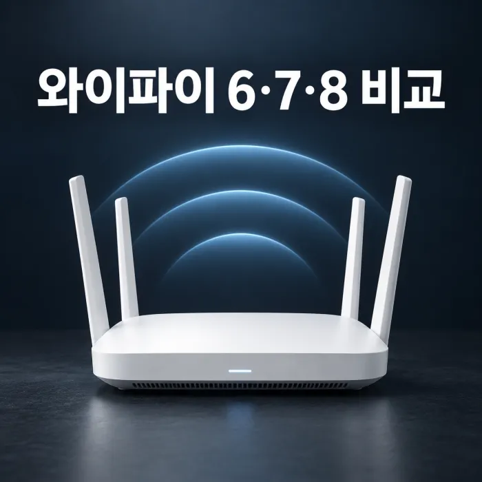 Wi-Fi 6 7 8 비교와 회선 속도별 공유기 교체 기준을 보여주는 이미지