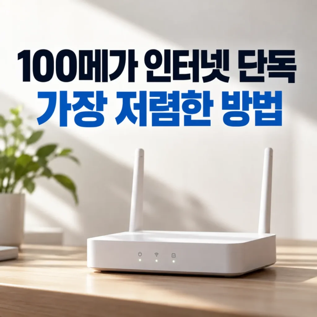 100메가 인터넷 단독 가장 저렴한 방법을 안내하는 흰색 와이파이 공유기 대표 이미지