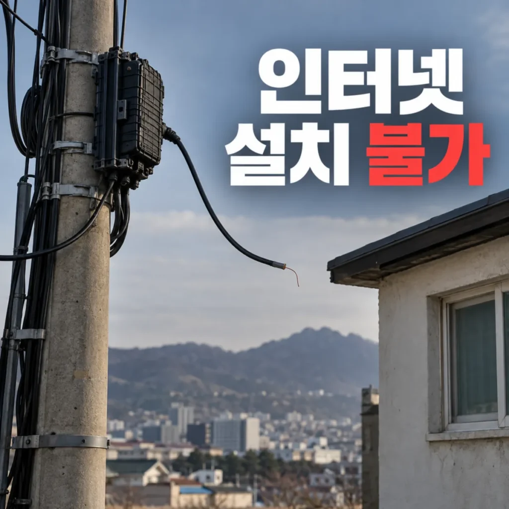 전신주 통신장비에서 건물까지 연결되지 않은 인터넷 케이블과 설치 불가 현장, 전산상 인터넷 설치 가능 조회와 실제 기사 방문 판정이 달라지는 이유