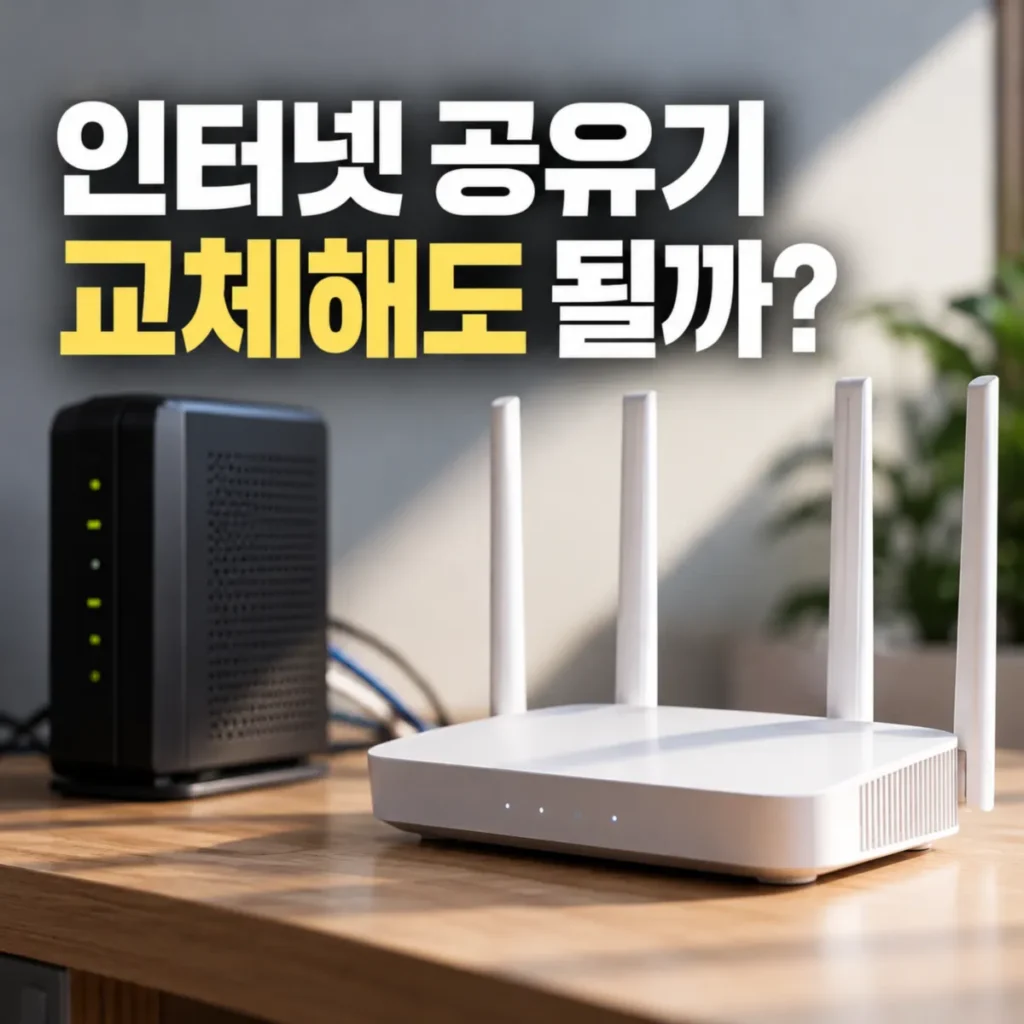 인터넷 신규가입 후 개인 공유기 교체 가능 여부와 KT·SK·LG 통신사 공유기 임대료 및 반납 조건을 안내하는 와이파이 공유기 이미지