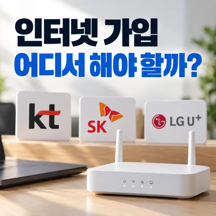 인터넷 가입 전 KT·SK·LG U+ 통신사 본사와 온라인 가입처 조건을 비교하는 모습