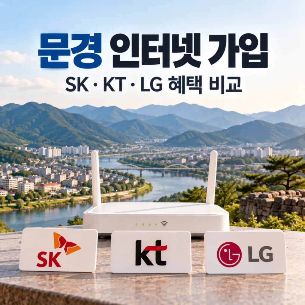 문경 인터넷 가입 SK KT LG 혜택 비교와 와이파이 공유기를 표현한 문경 지역 인터넷 설치 안내 이미지