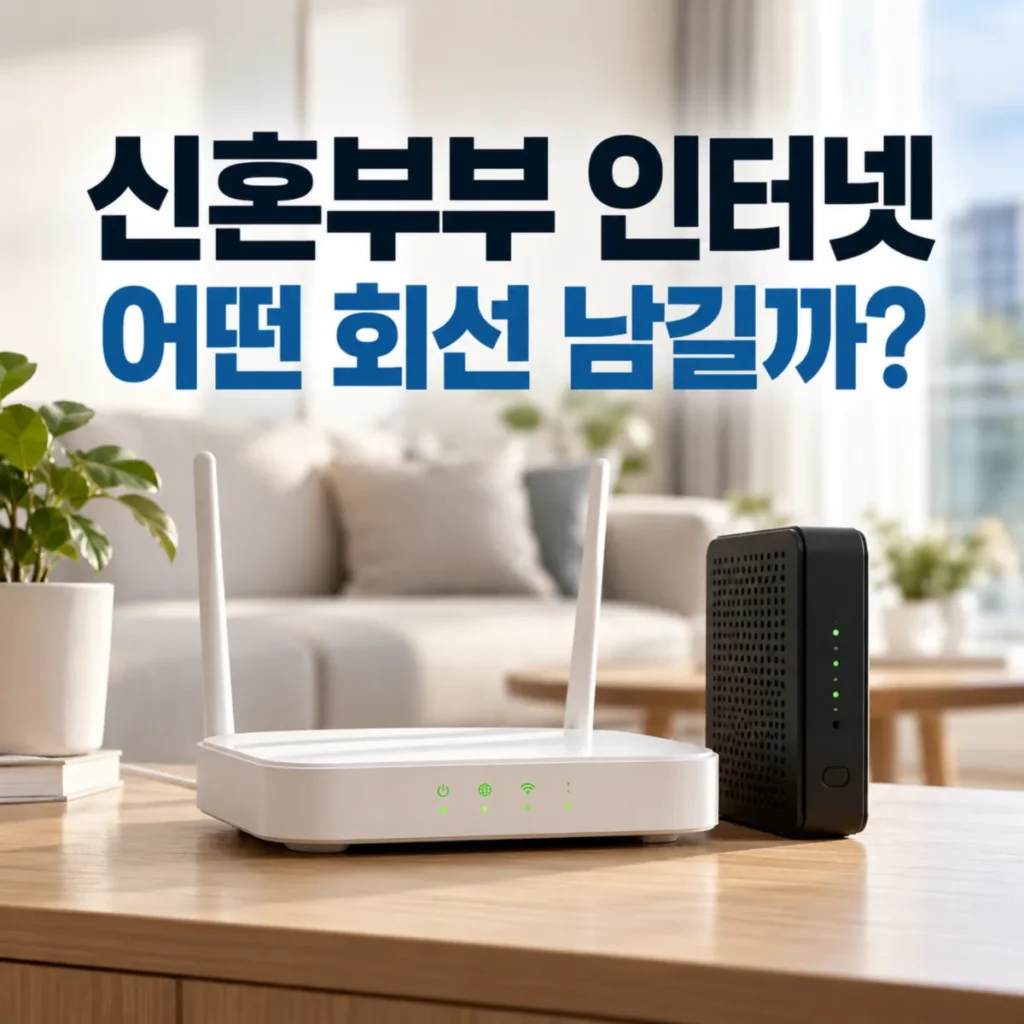 신혼부부 인터넷 회선 선택을 위한 약정·위약금·휴대폰 결합 비교, 신혼집 거실에 설치된 와이파이 공유기와 모뎀